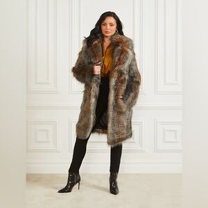 nwt marciano alexandra faux fur coat size 2